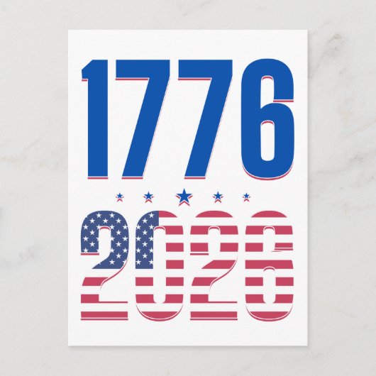 1776 2026 250 jaar vrijheid briefkaart (Voorkant)