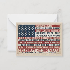 1776-2026 America 250e Verjaardag Presidentiële Au Notitiekaartje