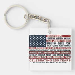 1776-2026 America 250e Verjaardag Presidentiële Au Sleutelhanger