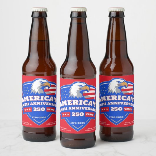 1776–2026 Eagle Shield • Custom Homebrew Label USA Bier Etiket (Flessen)