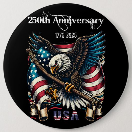 1776 2026 Happy Anniversary America Ronde Button 6,0 Cm (Voorkant)