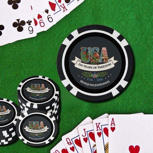 1776-2026 Midnight Blue & Black Luxe Patriottisch Poker Chips