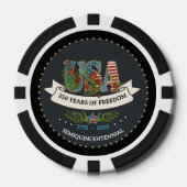1776-2026 Midnight Blue & Black Luxe Patriottisch Poker Chips (Voorkant)