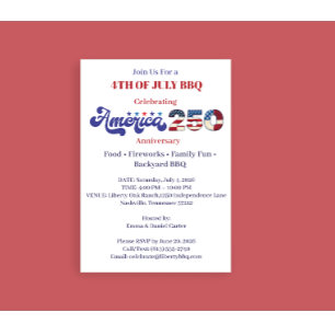 1776–2026 Patriotistisch 4 juli BBQ-feest Kaart