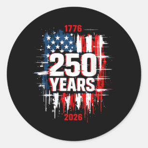 1776-2026 Patriottische Amerikaanse vlag 250 jaar Ronde Sticker