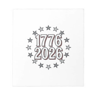 1776 2026 Patriottische sterren Vintage vectorontw Notitieblok