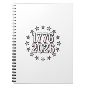 1776 2026 Patriottische sterren Vintage vectorontw Notitieboek