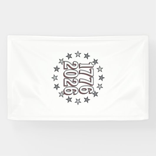 1776 2026 Patriottische sterren Vintage vectorontw Spandoek (Horizontaal)
