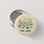 1776 - 2026 Retro 250e Verjaardag 4 Juli Ronde Button 3,2 Cm (Voorkant /achterkant)