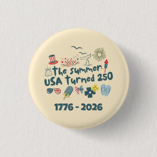 1776 - 2026 Retro 250e Verjaardag 4 Juli Ronde Button 3,2 Cm (Voorkant)