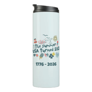 1776 - 2026 Retro 250e verjaardag 4 juli Thermosbeker
