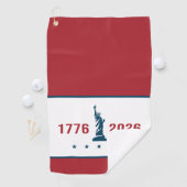 1776 2026 Rode Witte & Blauwe Standbeeld van Liber Golfhanddoek (Insitu)