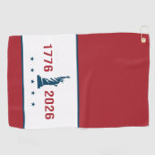 1776 2026 Rode Witte & Blauwe Standbeeld van Liber Golfhanddoek (Horizontaal)