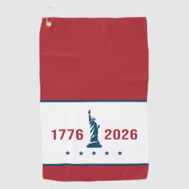 1776 2026 Rode Witte & Blauwe Standbeeld van Liber Golfhanddoek