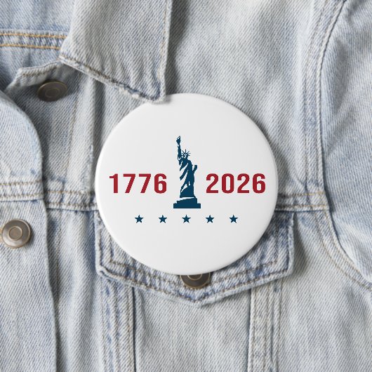 1776 2026 Standbeeld van de Vrijheid Patriottisch  Ronde Button 4,0 Cm (In situ)
