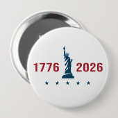 1776 2026 Standbeeld van de Vrijheid Patriottisch  Ronde Button 4,0 Cm (Voorkant /achterkant)