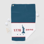 1776 2026 Standbeeld van de Vrijheid Rood Wit & Bl Golfhanddoek (Insitu)