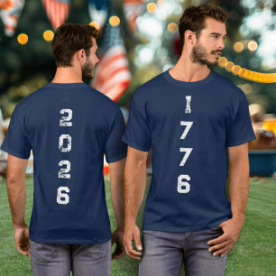 1776 2026 Verticale Numerieke Semi-quince-eeuwfees T-shirt