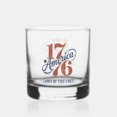 1776 America Script Embleem Whisky Glas (Achterkant)