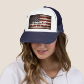 1776 American Flag Patriotic Trucker Hat Pet (In situ)