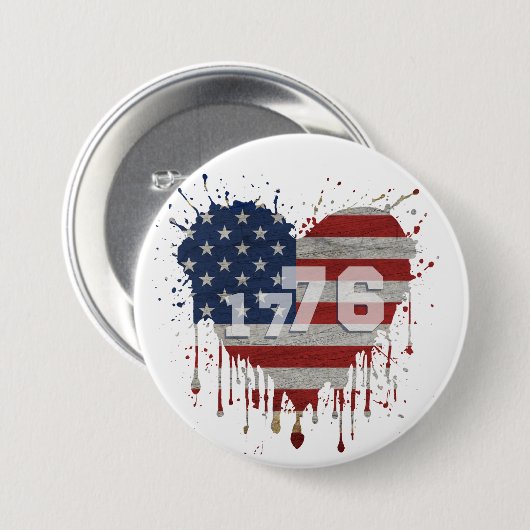 1776 American Flag Ronde Button 7,6 Cm (Voorkant /achterkant)