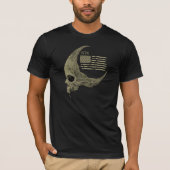 1776 American Flag Skull Crescent Moon T-Shirt (Voorkant)