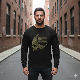 1776 American Flag Skull Crescent Moon T-Shirt