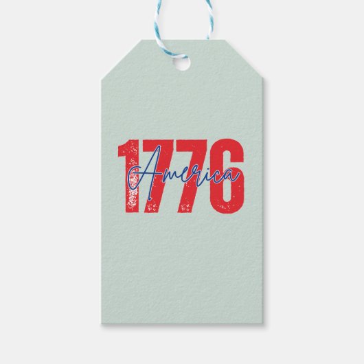 '1776 Amerika' 250e zachte eucalyptus 4 juli  Cadeaulabel (Voorkant)