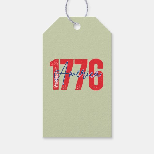 '1776 Amerika' 250e Zachte Salie Groene 4e Juli  Cadeaulabel (Voorkant)