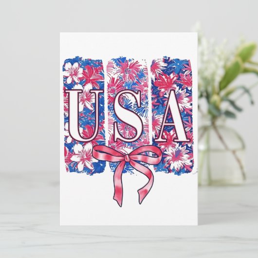 1776 Amerika 4 juli USA Bloemen Bloemen Feestdagenkaart (Staand voorkant)