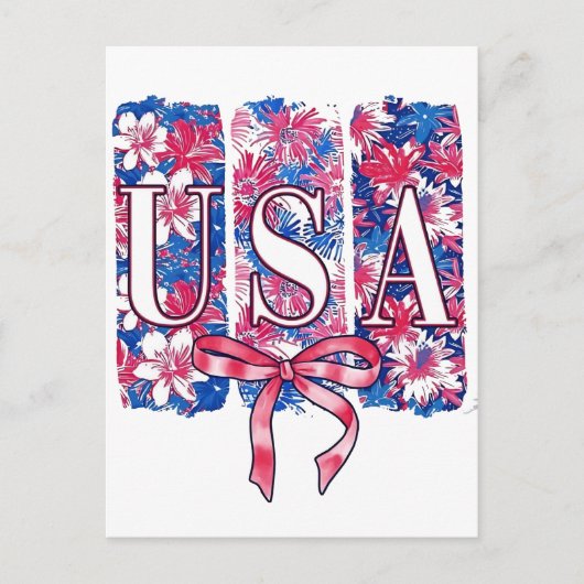 1776 Amerika 4 juli USA Bloemen Bloemen Feestdagenkaart (Voorkant)