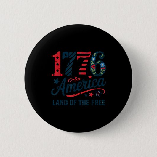 1776 amerika bloem patriottisch ronde button 5,7 cm (Voorkant)