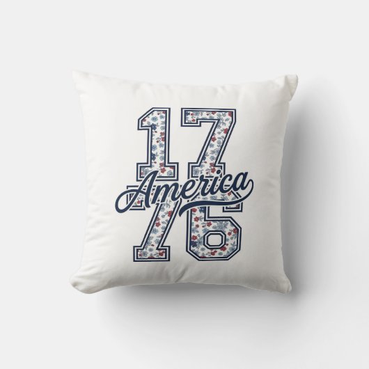 1776 Amerika bloemige patriottische vintage vector Kussen (Voorkant)