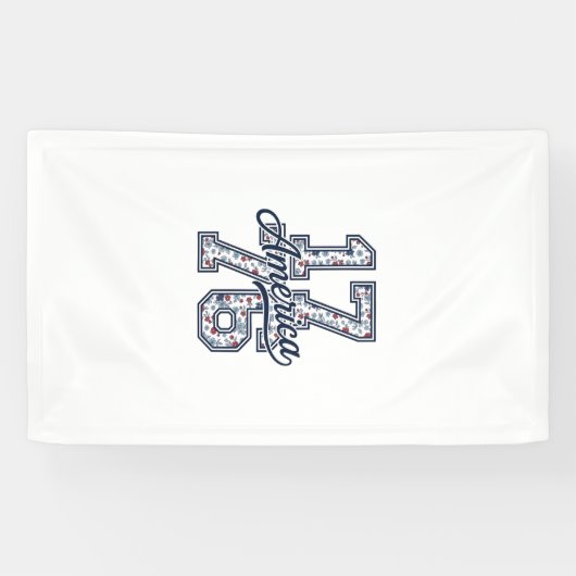 1776 Amerika Bloemige Patriottische Vintage Vector Spandoek (Horizontaal)