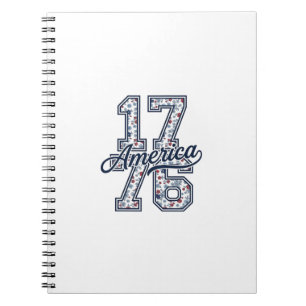 1776 Amerika Bloemrijke Patriottische Vintage Vect Notitieboek