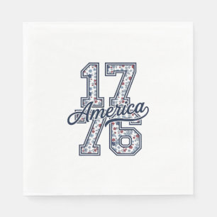 1776 Amerika Bloemrijke Patriottische Vintage Vect Servet