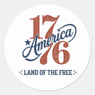 1776 Amerika Embleem • Land van de Vrijen Ronde Sticker