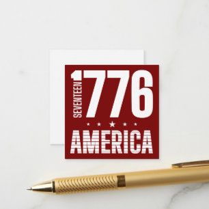 1776 Amerika historische vrijheid witte typografie Informatiekaartje