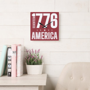 1776 Amerika historische vrijheid witte typografie Vierkante Klok