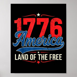 1776 Amerika Land Van De Vrijen Retro Patriottisch Poster
