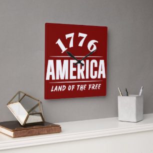 1776 AMERIKA LAND VAN DE VRIJHEID 4DE JULI VRIJHEI VIERKANTE KLOK