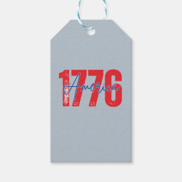 '1776 Amerika" verfijnde blauw-grijze 4 juli Cadeaulabel