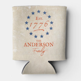 1776 Amerikaanse sterren en familienaam Blikjeskoeler