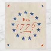 1776 Amerikaanse sterren Wijn Etiket (Enkel label)