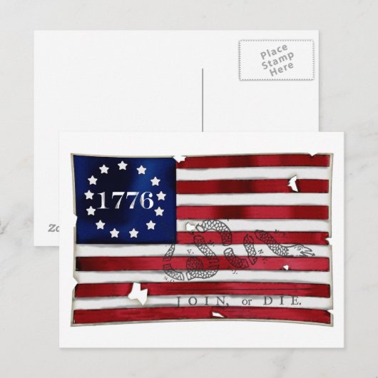 1776 Amerikaanse vlag Briefkaart (Voorkant / Achterkant)