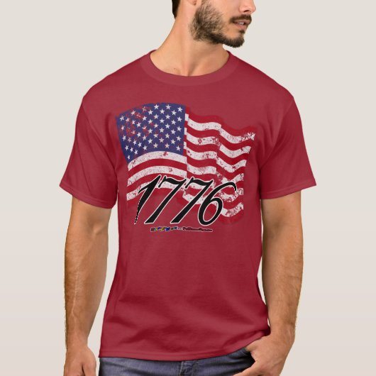 1776 Amerikaanse vlag met drukcabine T-shirt (Voorkant)