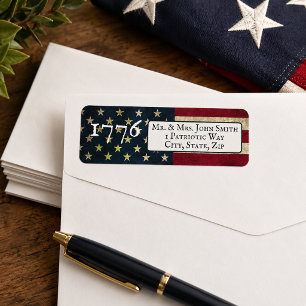1776 Amerikaanse Vlag Rood Wit Blauw Retouradres Etiket