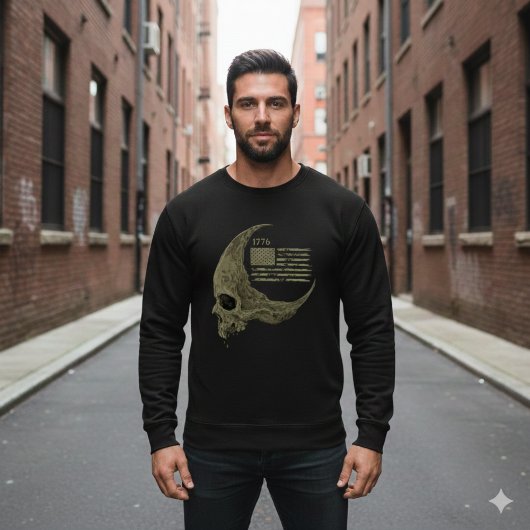 1776 Amerikaanse Vlag Schedel Halvemaan T-Shirt