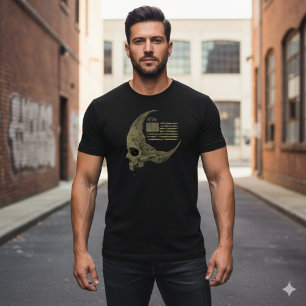 1776 Amerikaanse Vlag Schedel Halvemaan T-shirt