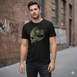 1776 Amerikaanse Vlag Schedel Halvemaan T-shirt